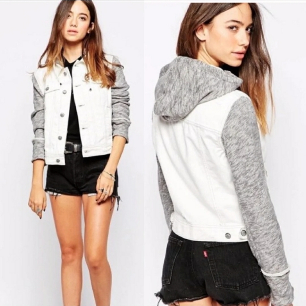 Free People Jean Jacket-white w/grey